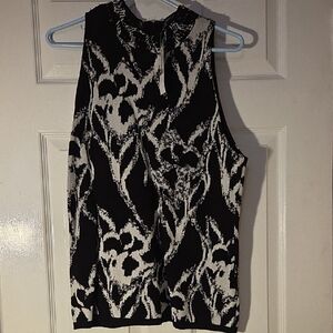 White House Black Market Abstract Black and White Tank Top